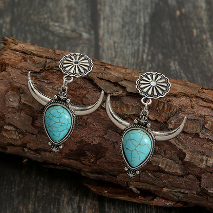 KayBee & Company Turquoise Cow Head Earrings