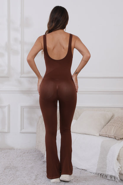 KayBee Backed Scoop Neck Wide Strap Active Jumpsuit