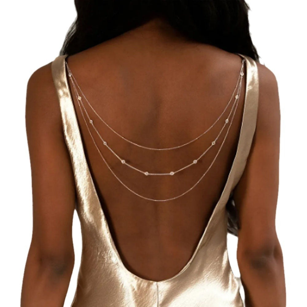 KayBee Multi-layer Backless Back Chain Women's Diamond-embedded Simple Body Chains