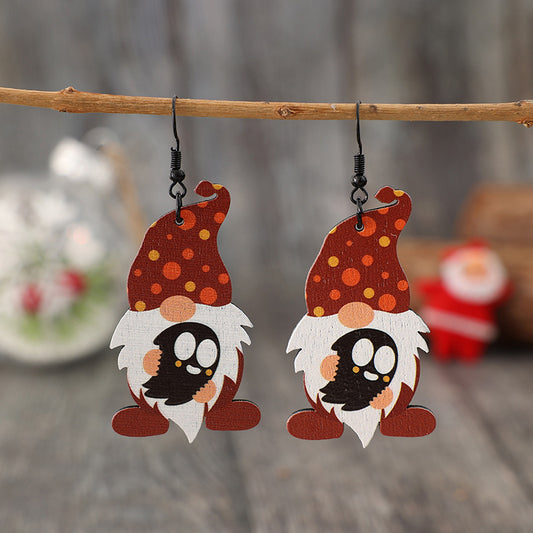 KayBee So Spooky Halloween Gnome with Ghost Wooden Dangle Earrings