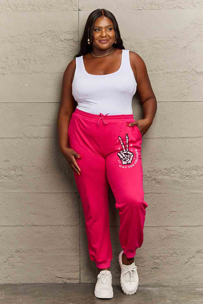 Simply Love Simply Love Drawstring DAY YOU DESERVE Graphic Long Sweatpants