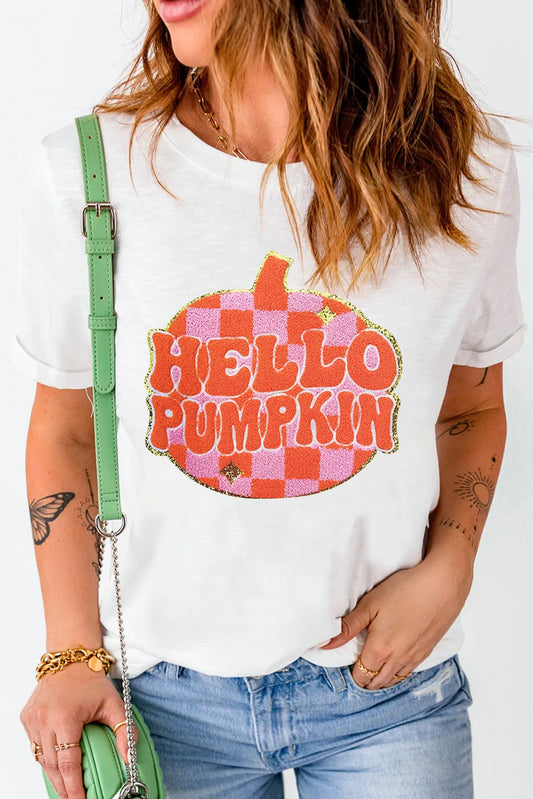 KayBee So Thankfall Hello Pumpkin Round Neck Short Sleeve T-Shirt