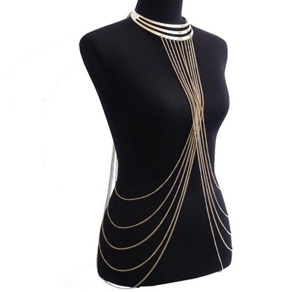 KayBee & Company Gold Metal Large Neckband Necklace Tassel Body Chains