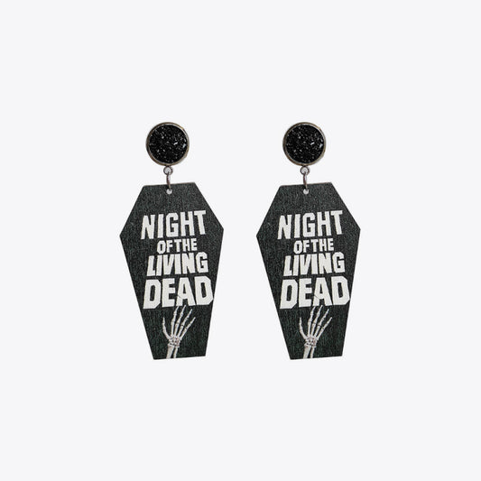 KayBee So Spooky Halloween Coffin Shape Wooden Dangle Earrings