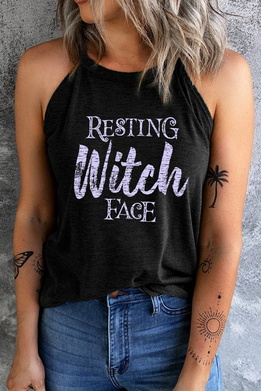 KayBee So Spooky Halloween RESTING WITCH FACE Round Neck Graphic Tank Top