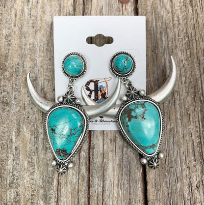 KayBee & Company Turquoise Cow Head Earrings