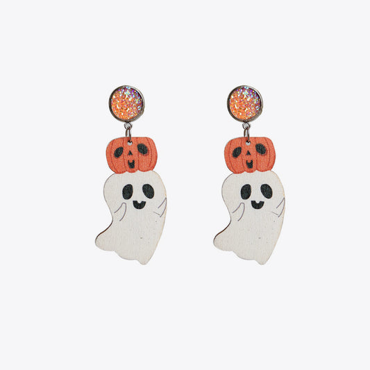 KayBee So Spooky Halloween Ghost Shape Wooden Dangle Earrings