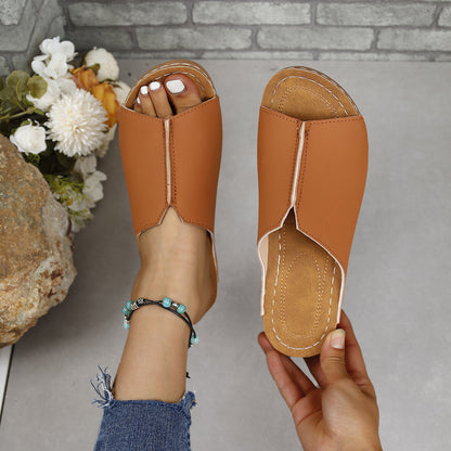 KayBee Soft Leather Slide In Open Toe Sandals