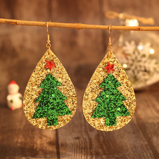 KayBee So Merry Christmas Tree Leather Alloy Pencil Earrings