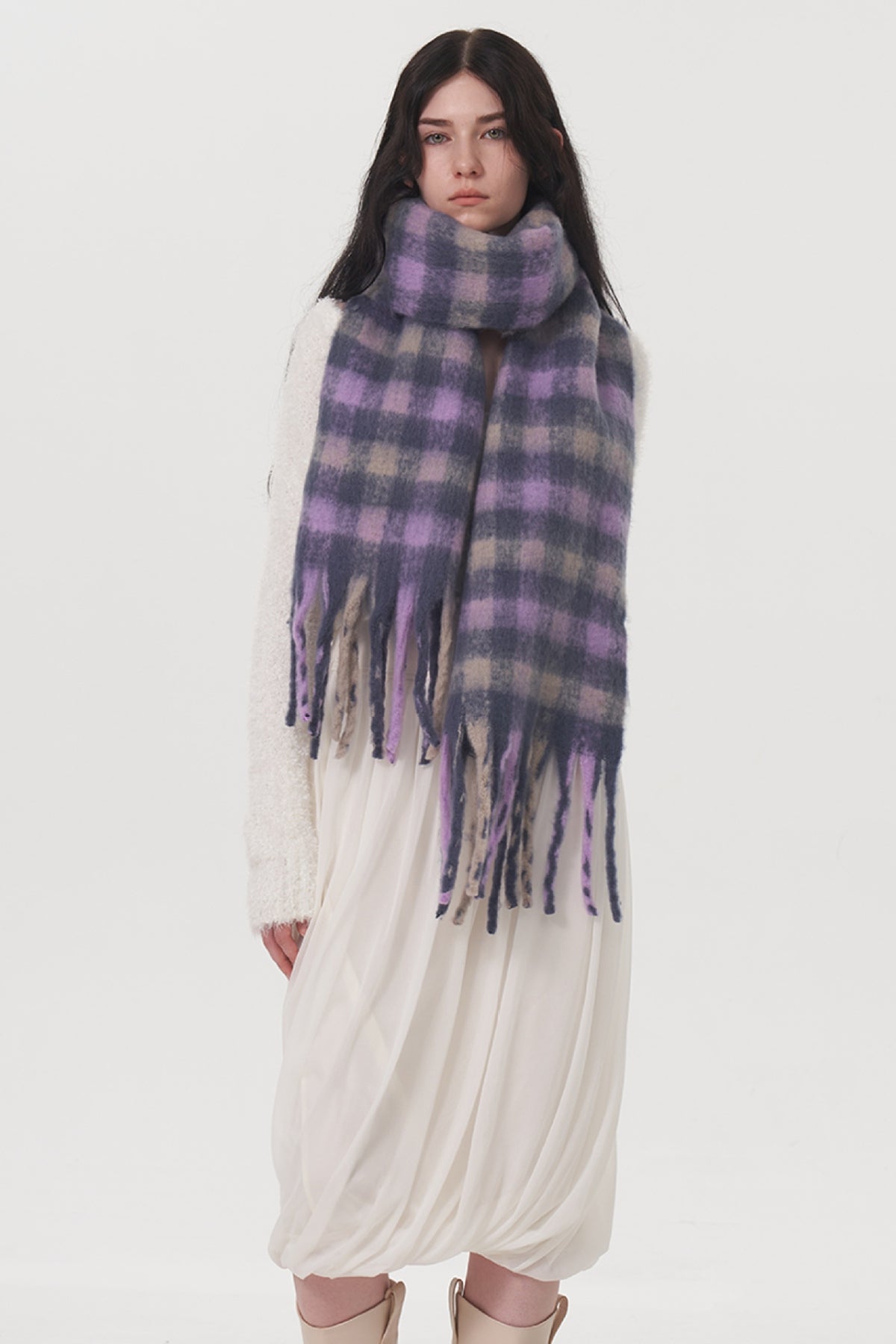 KayBee Fringed Plaid Scarf