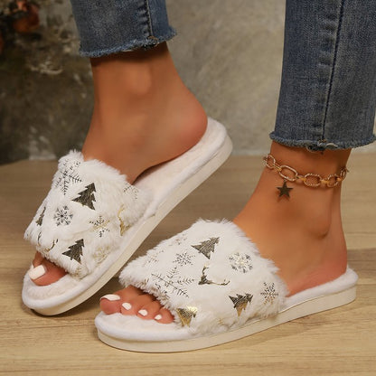 KayBee Snowflakes Open Toe Slippers