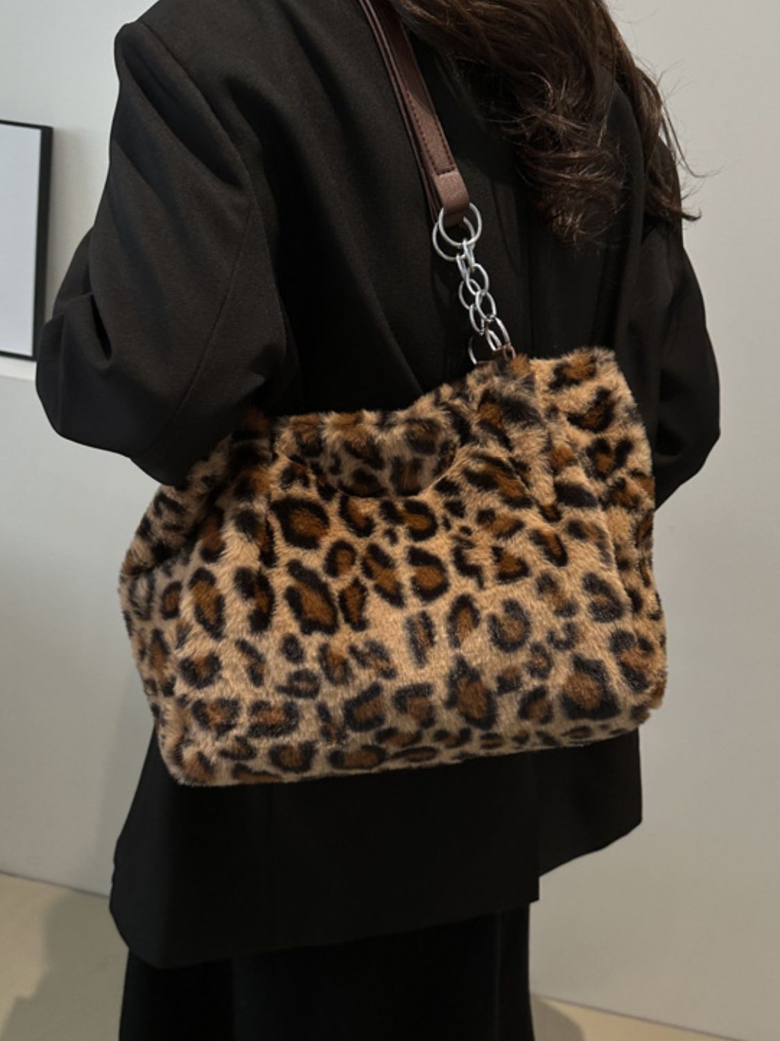 KayBee & Company Faux Fur Leopard Shoulder Bag