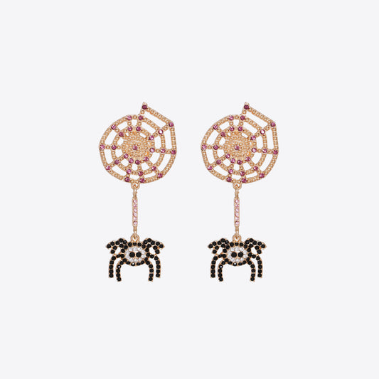 KayBee So Spooky Halloween Rhinestone Web and Spider Earrings