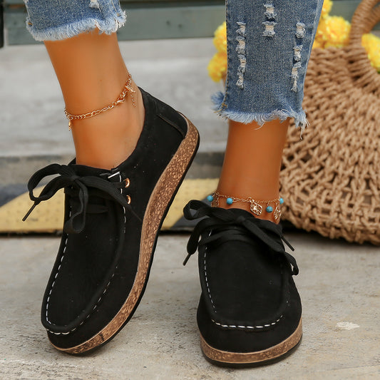 KayBee Suede Lace-Up Flat Slip-Ons