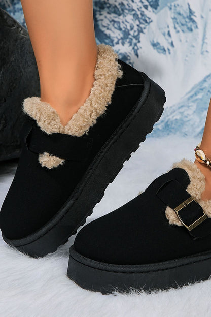 KayBee Round Toe Platform Fuzzy Buckled Booties