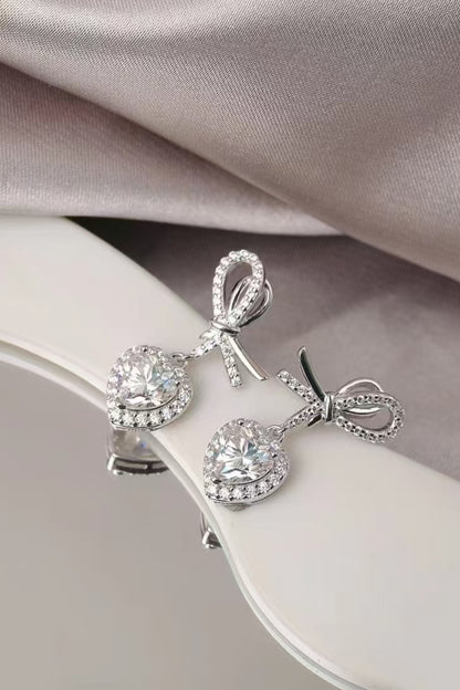 KayBee & Company 2 Carat Moissanite 925 Sterling Silver Heart Earrings