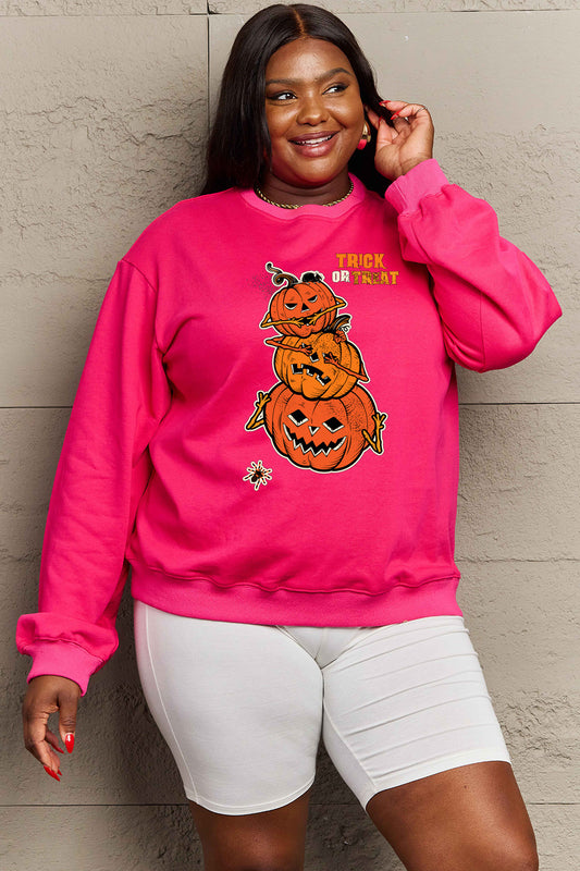 Simply Love PUMPKIN STACK TRICK OR TREAT Graphic Sweatshirt