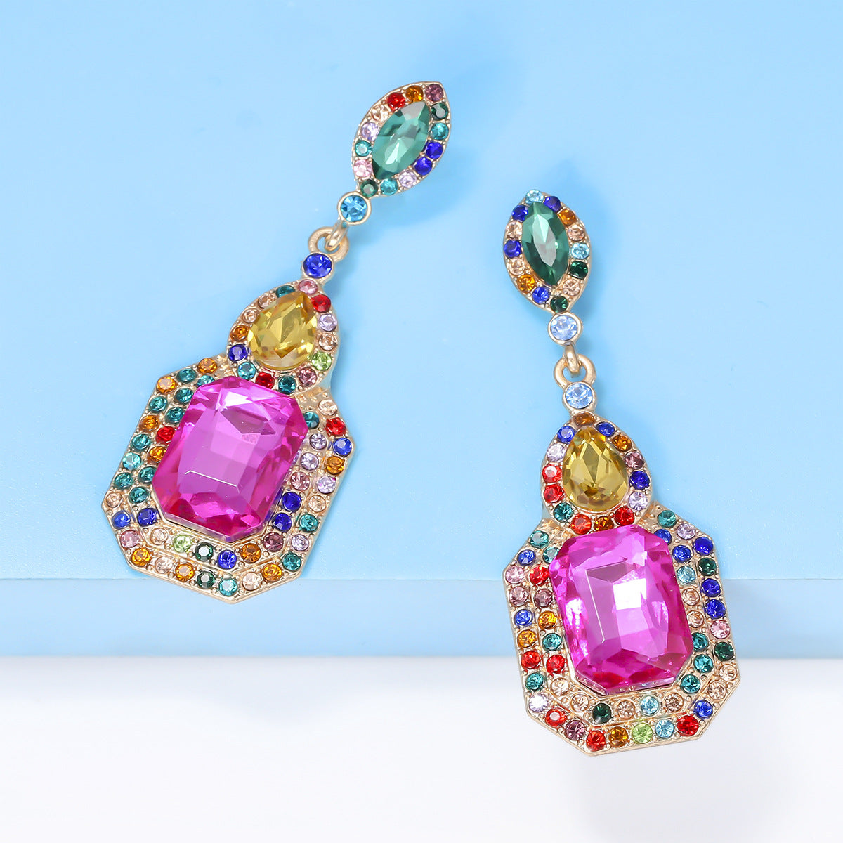 KayBee & Company Kaleidoscope Rhinestone Dangle Earrings