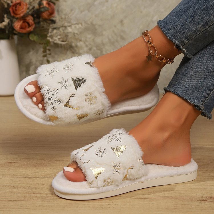 KayBee Snowflakes Open Toe Slippers