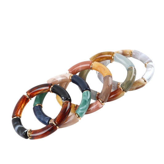 Vintage Boho Acrylic Bamboo Beads Bangles