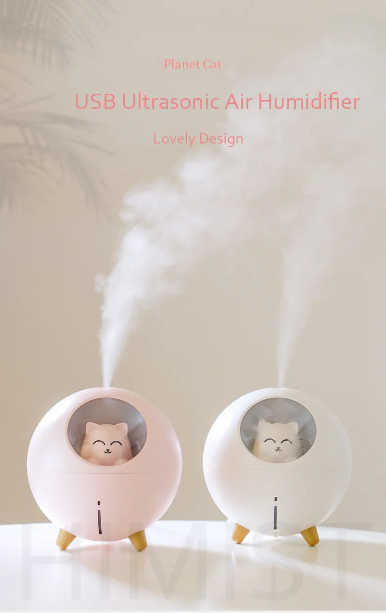 TRENDING Cute Planet Cat Air Humidifier Ultrasonic Aroma Diffuser