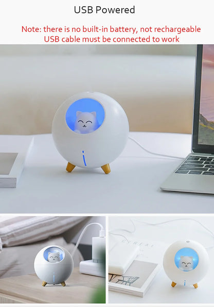 TRENDING Cute Planet Cat Air Humidifier Ultrasonic Aroma Diffuser