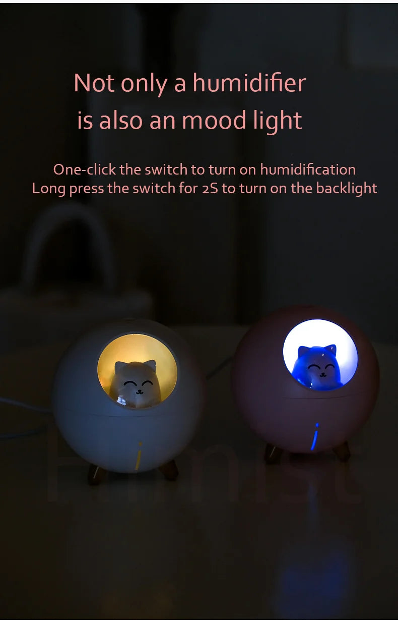 TRENDING Cute Planet Cat Air Humidifier Ultrasonic Aroma Diffuser