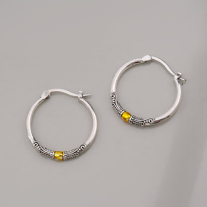 KayBee Retro Two-color Ring Earrings Carved Pattern Personality