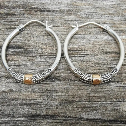 KayBee Retro Two-color Ring Earrings Carved Pattern Personality