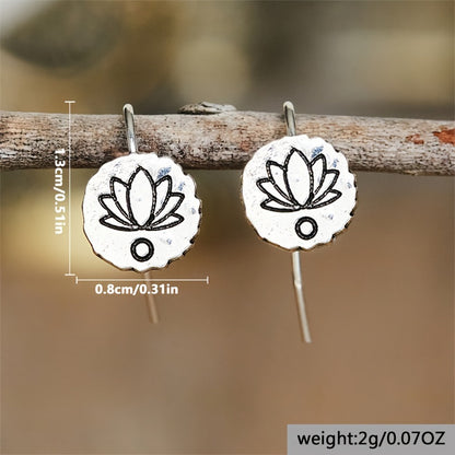 KayBee & Company Retro Style Round Plant Lotus Pendant Earrings