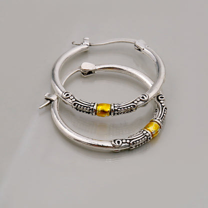 KayBee Retro Two-color Ring Earrings Carved Pattern Personality