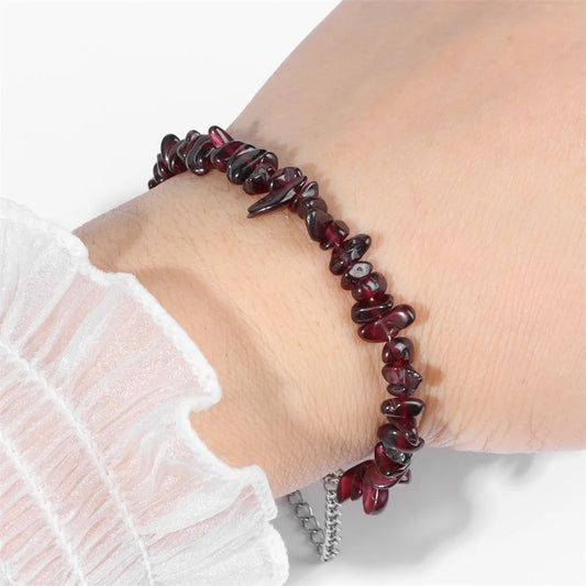 Lucky Energy Garnet Chip - Irregular Natural Stone Bracelet