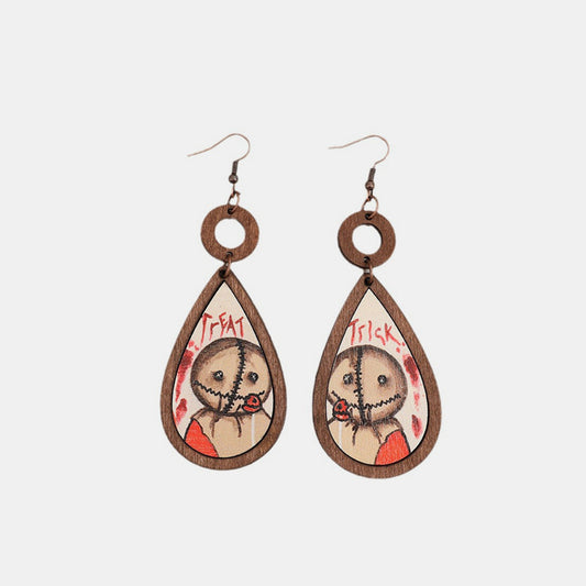 KayBee Wooden Teardrop Shape Earrings