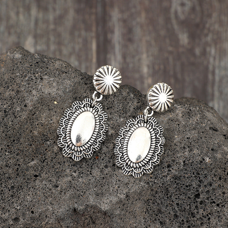 KayBee & Company Vintage Mirror Flower Dangle Earrings