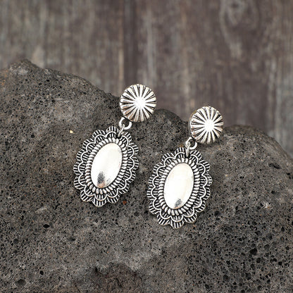 KayBee & Company Vintage Mirror Flower Dangle Earrings