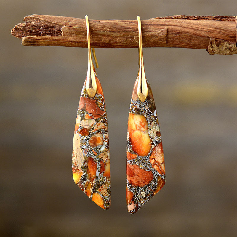 So Striking Natural Stone Copper Dangle Earrings