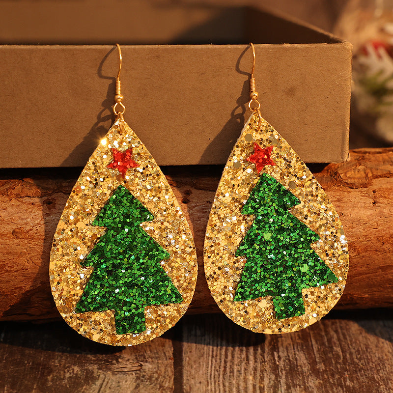 KayBee So Merry Christmas Tree Leather Alloy Pencil Earrings