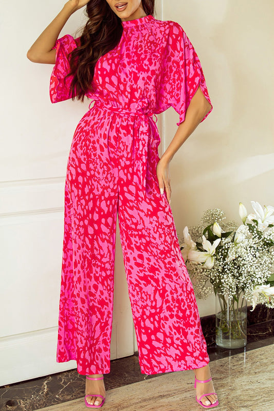 KayBee SO Fierce Printed Mock Neck Kimono Sleeve Jumpsuit