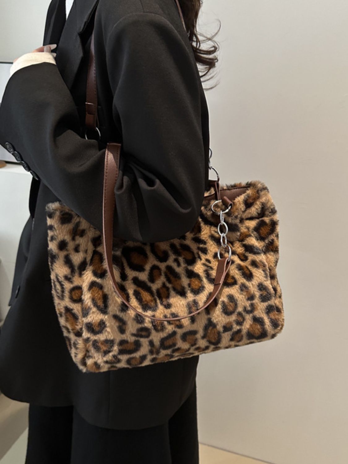 KayBee & Company Faux Fur Leopard Shoulder Bag