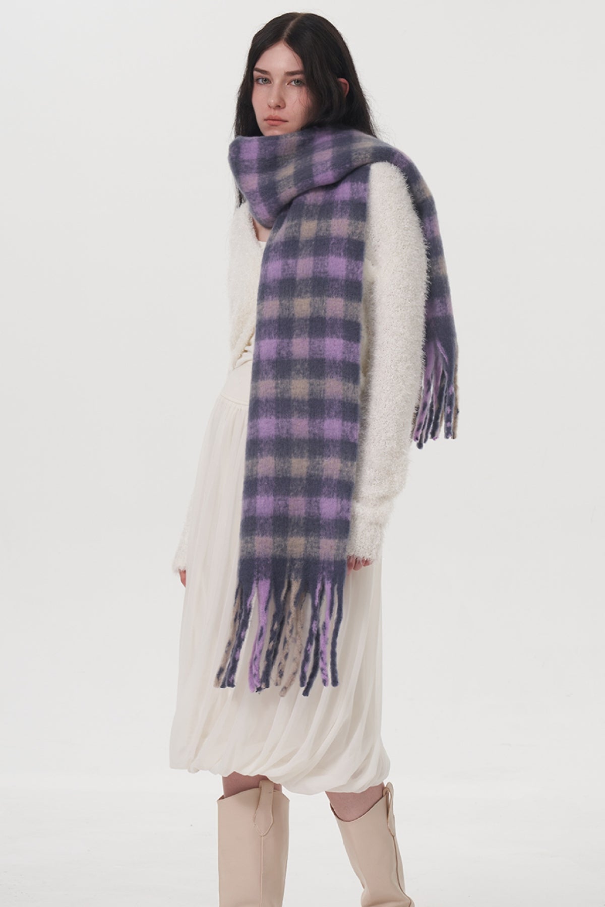 KayBee Fringed Plaid Scarf