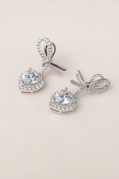 KayBee & Company 2 Carat Moissanite 925 Sterling Silver Heart Earrings