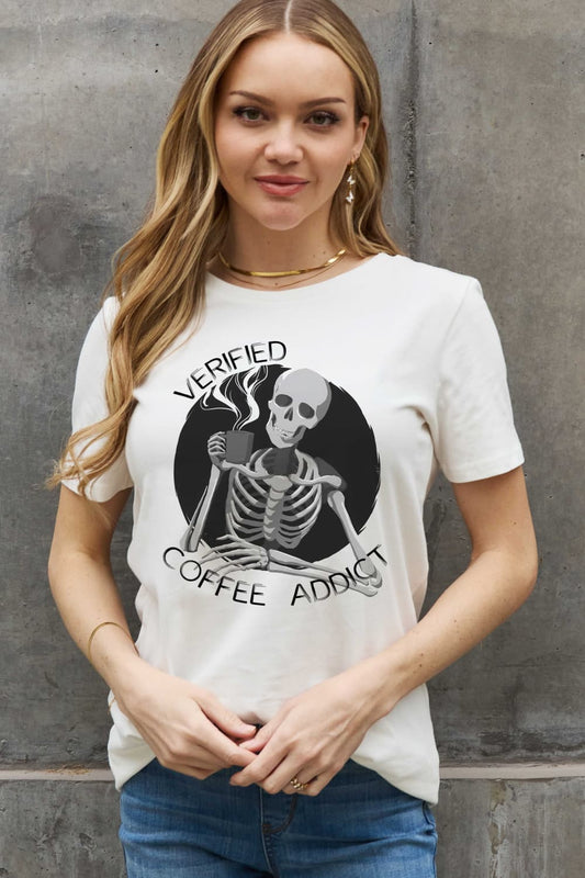 Simply Love VERIFIED COFFEE ADDICT Graphic Cotton Tee