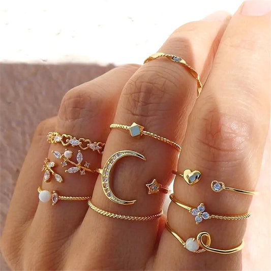 Unique Gorgeous Bohemian Chain Midi Rings