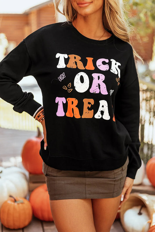 KayBee So Spooky Halloween Trick or Treat Round Neck Long Sleeve Sweatshirt