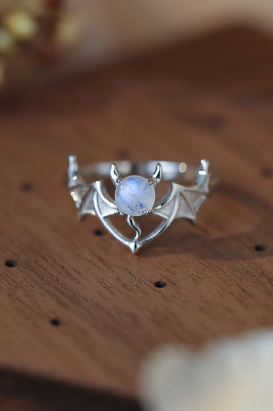 KayBee So Spooky Halloween Moonstone Bat Ring - 925SS