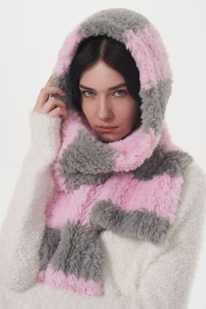KayBee Fuzzy Contrast Striped Scarf