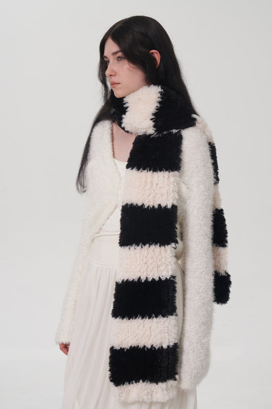 KayBee Fuzzy Contrast Striped Scarf