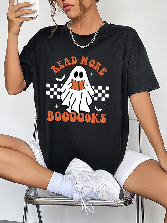 KayBee So Spooky Halloween READ MORE BOOOKS Round Neck Short Sleeve Ghost Shirt