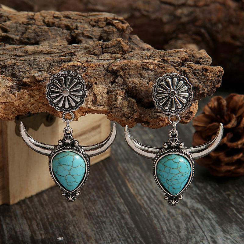 KayBee & Company Turquoise Cow Head Earrings