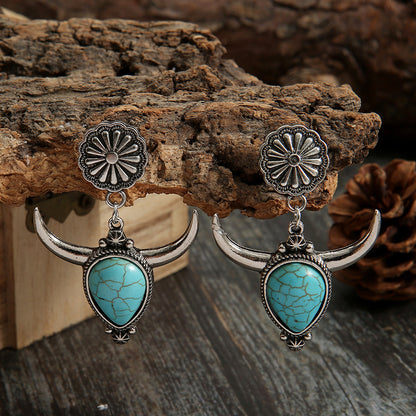 KayBee & Company Turquoise Cow Head Earrings